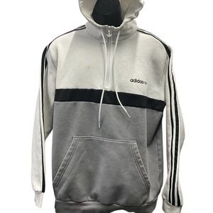 adidas pull over long sleeve hoody white/grey mens size large